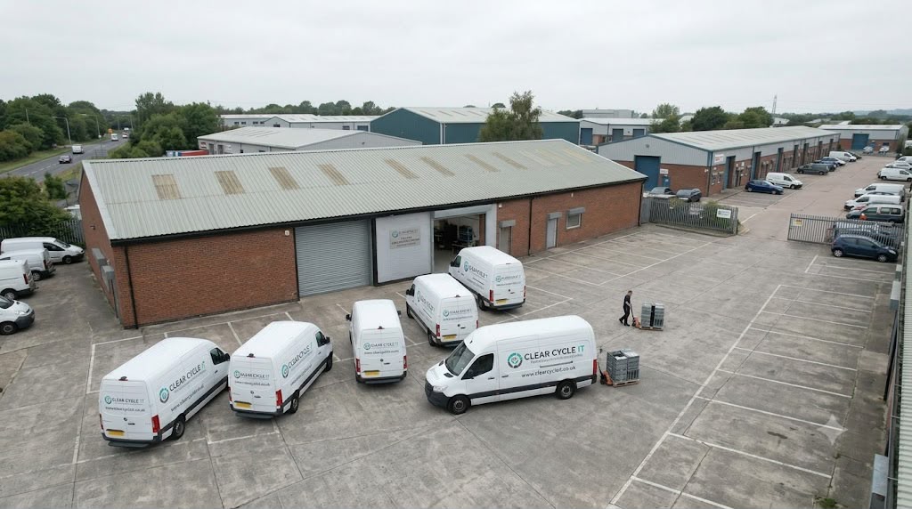 Clearcycle IT branded collection van fleet at our facility